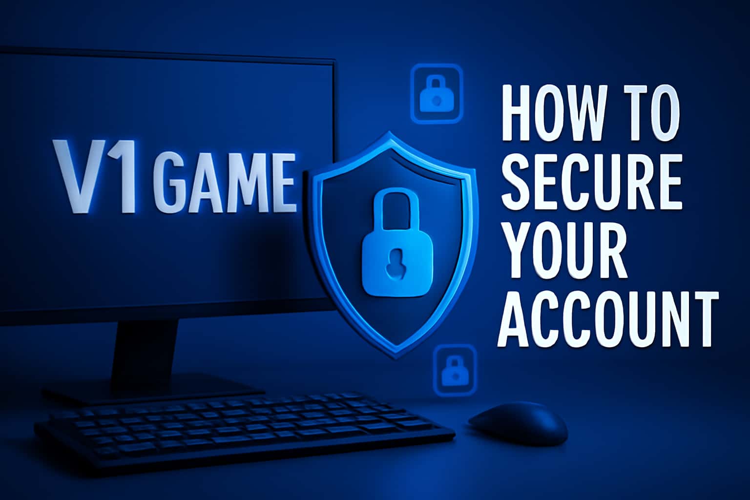 An informational scene displaying account security practices for V1 Game.