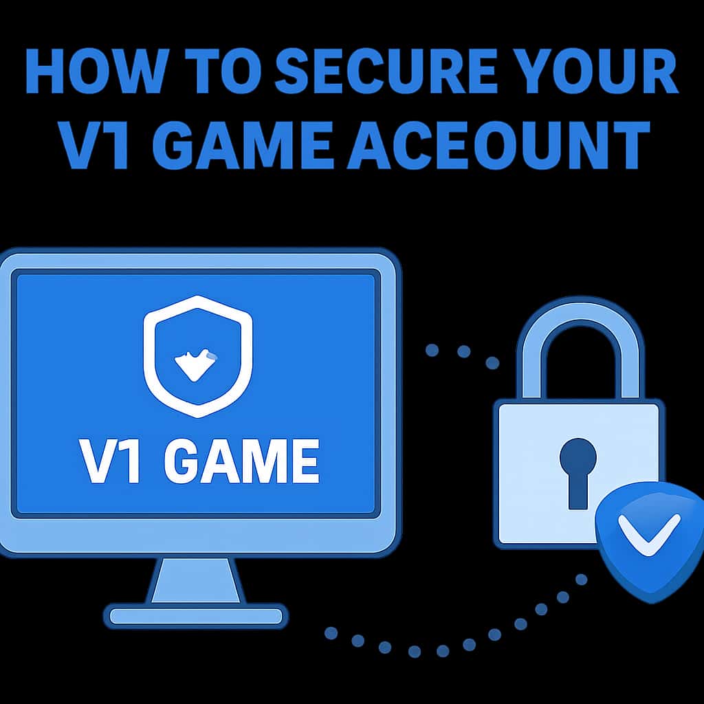 An educational illustration on securing V1 Game accounts.