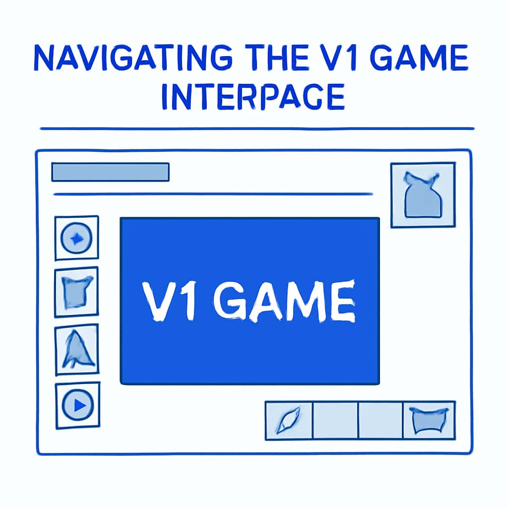 An illustration summarizing features of the V1 Game interface.