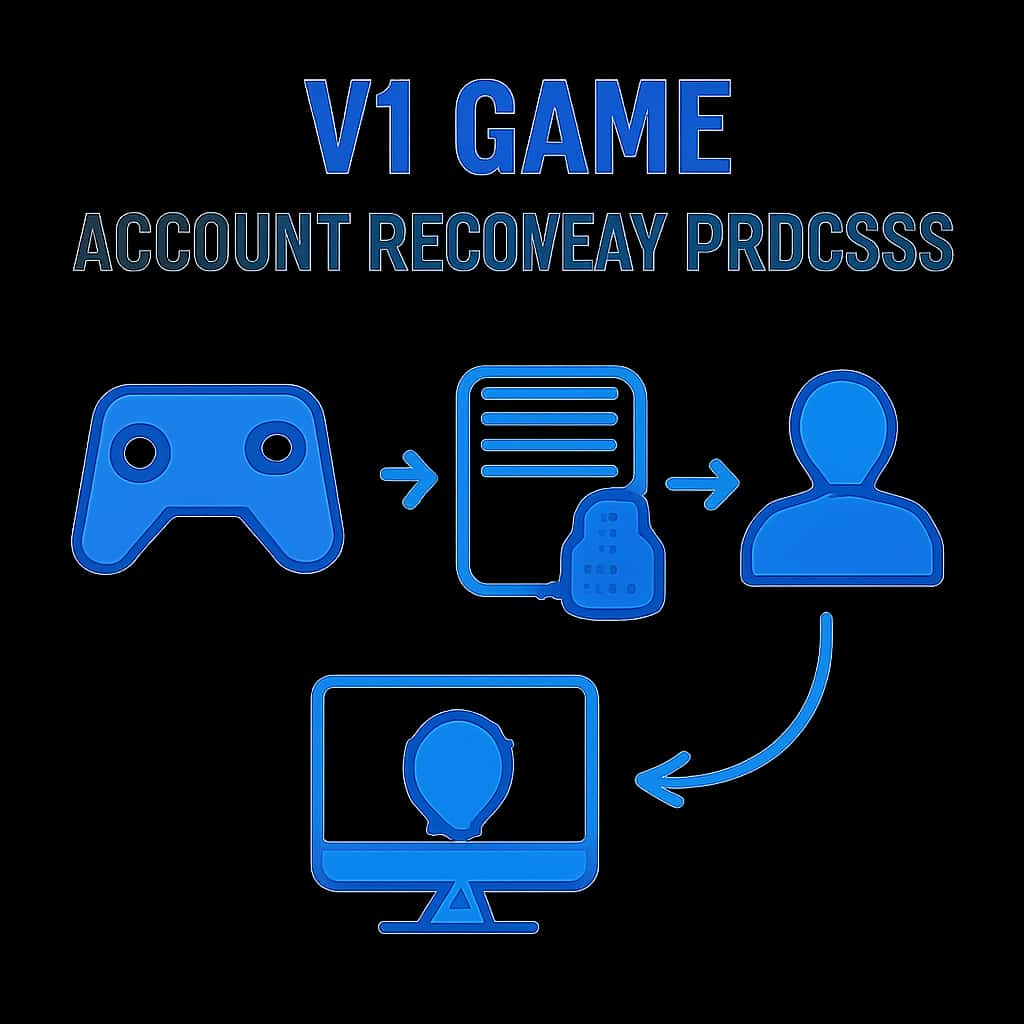 Illustration showing steps in V1 Game Account Recovery Process.