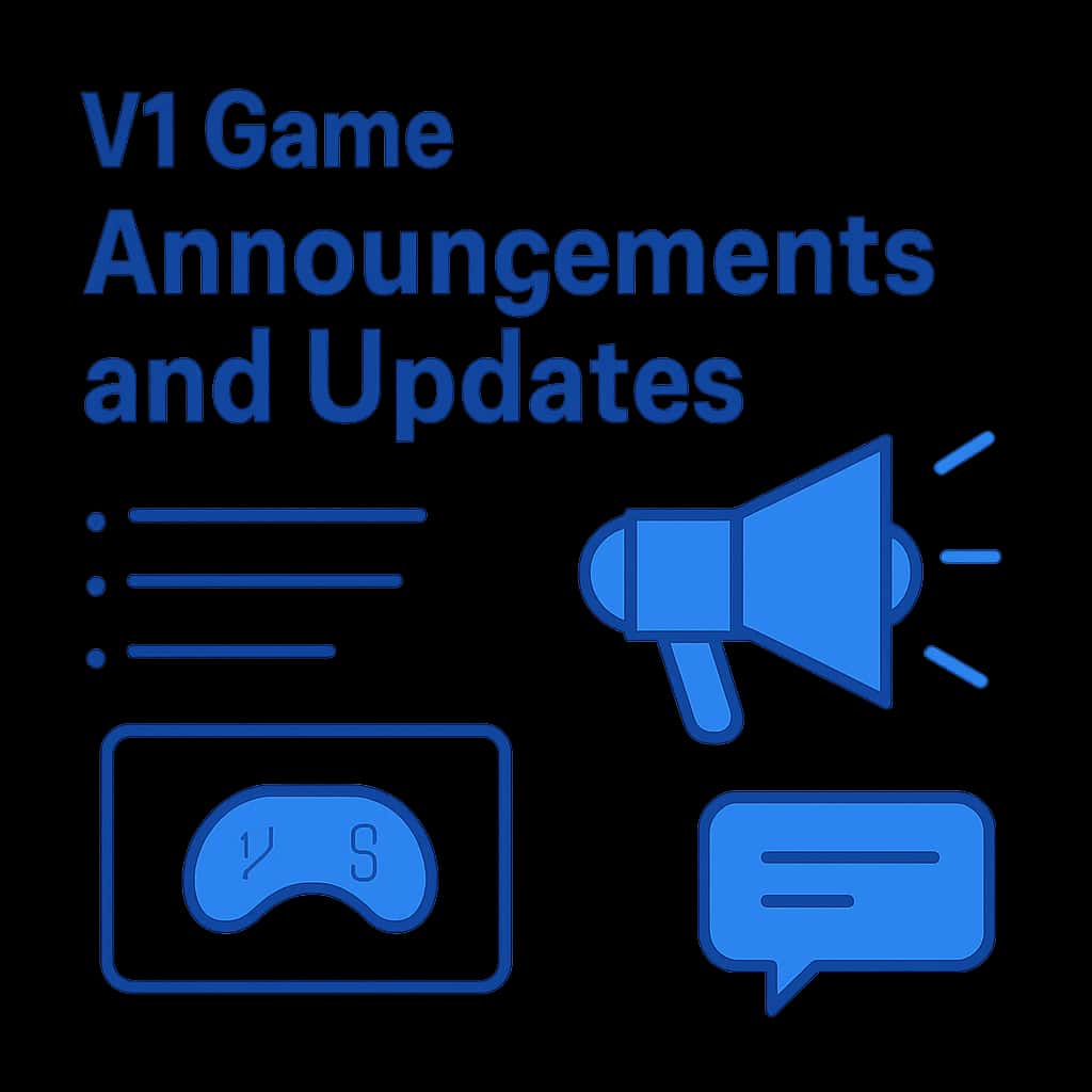 Illustration about V1 Game Announcements and Updates.