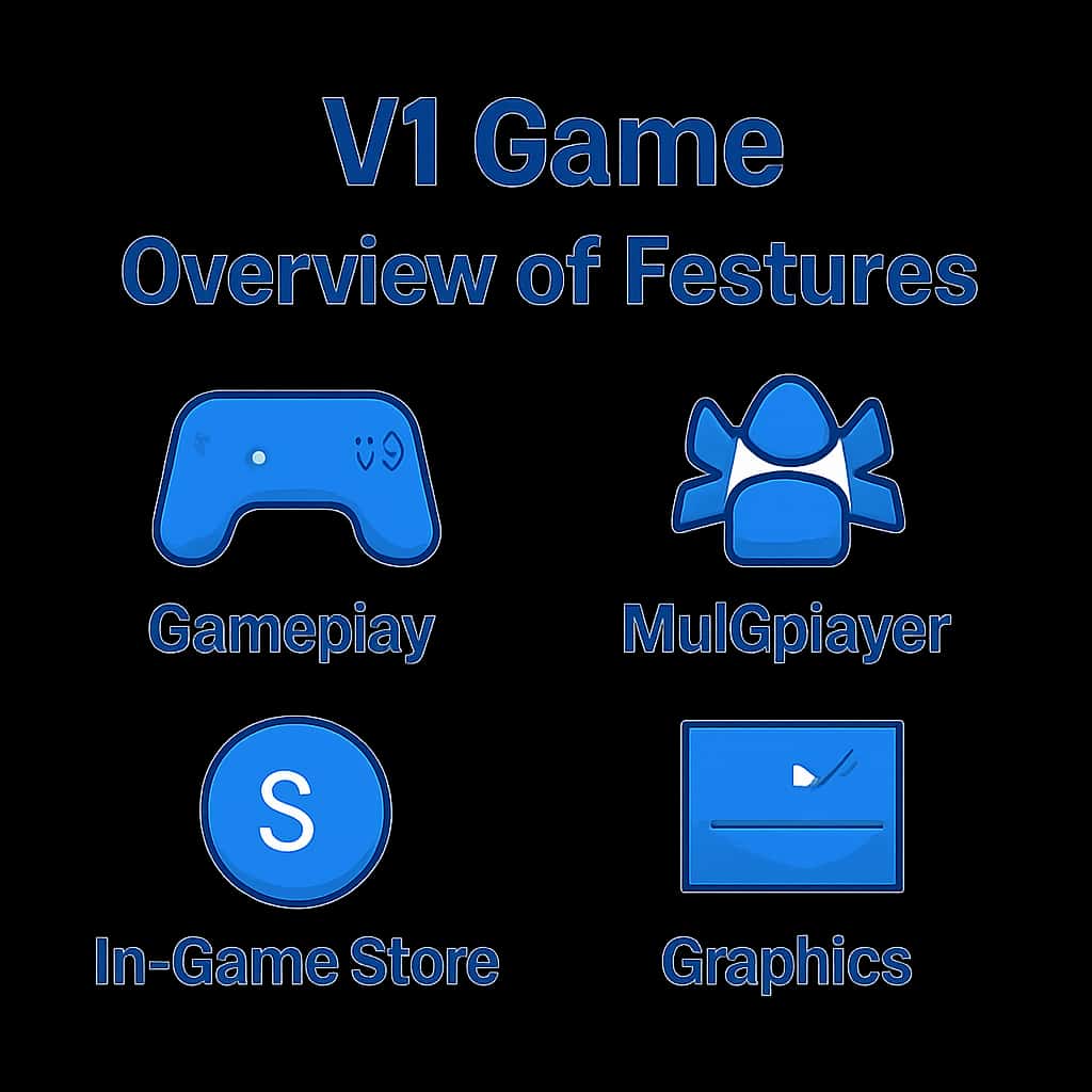 A diagram illustrating key features of the V1 Game platform.